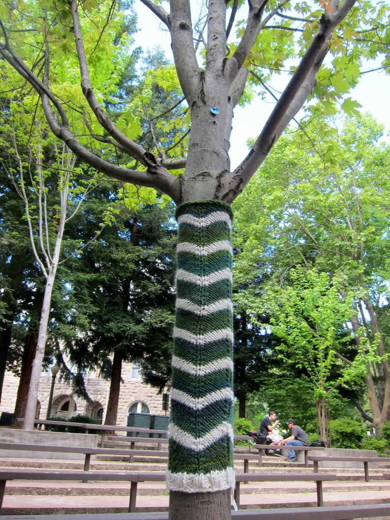 Yarn bomb at amphitheatre in Sonoma Plaza